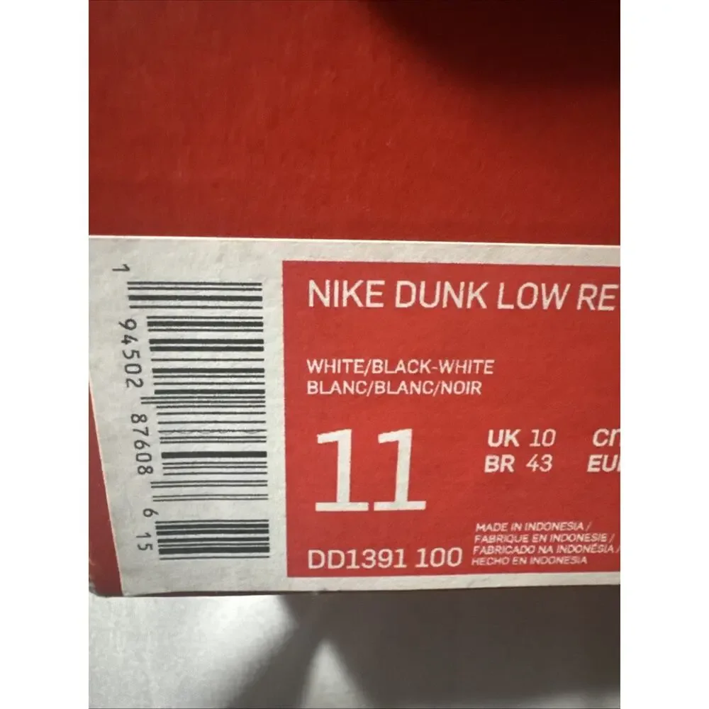 Size 11- Nike Dunk Low Black White Retro With OG Box